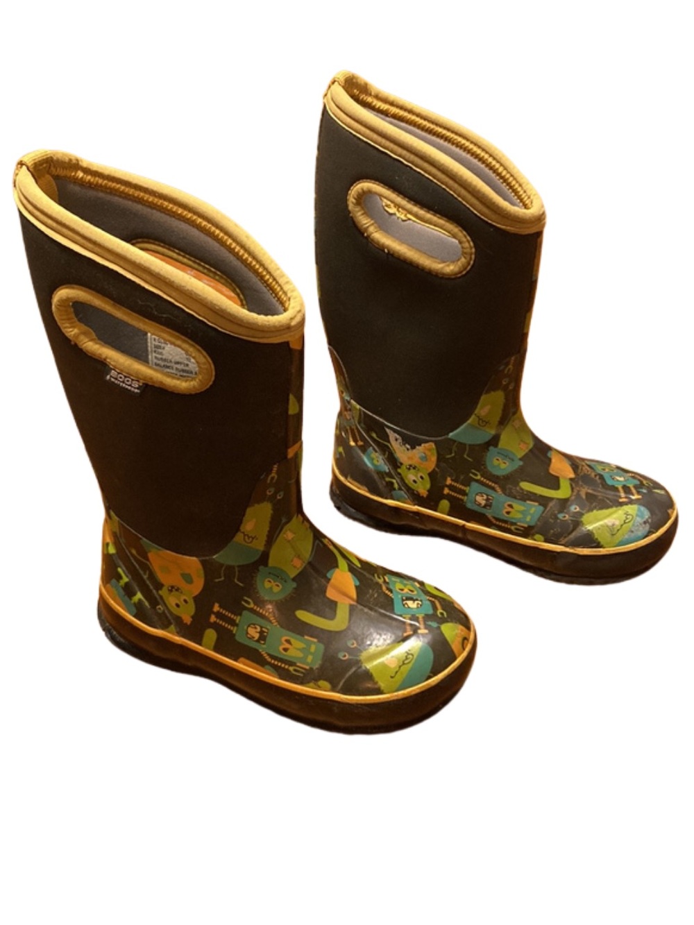 BOGS Size Little Kid 12 Insulated Waterproof Winter Snow Rain Boots Monsters